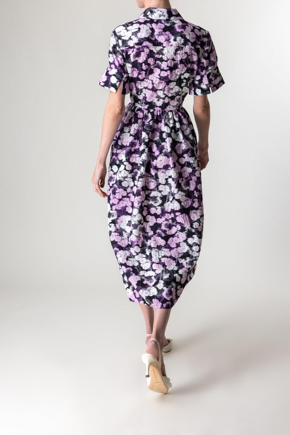 Short Sleeve Midi Shirt Dress-HVBLILAC-4-CLOTHINGDRESSCASUAL-ERDEM