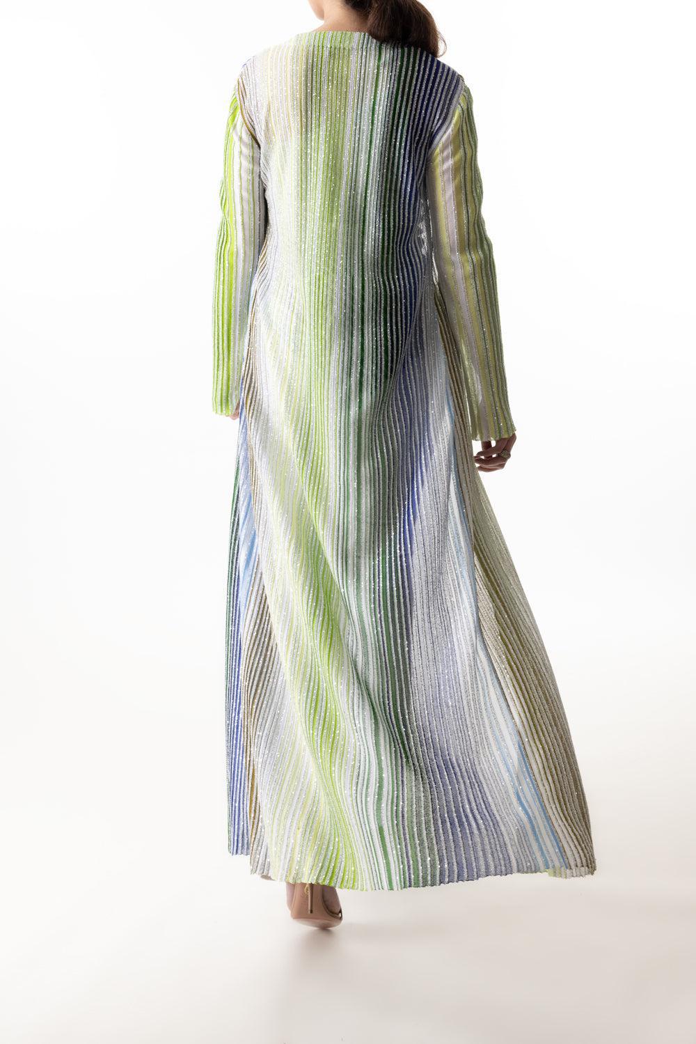 LONG VNECK FRONT BUTTON CARDIGAN-GRNWHBLU-40-CLOTHINGTOPCARDIGAN-MISSONI