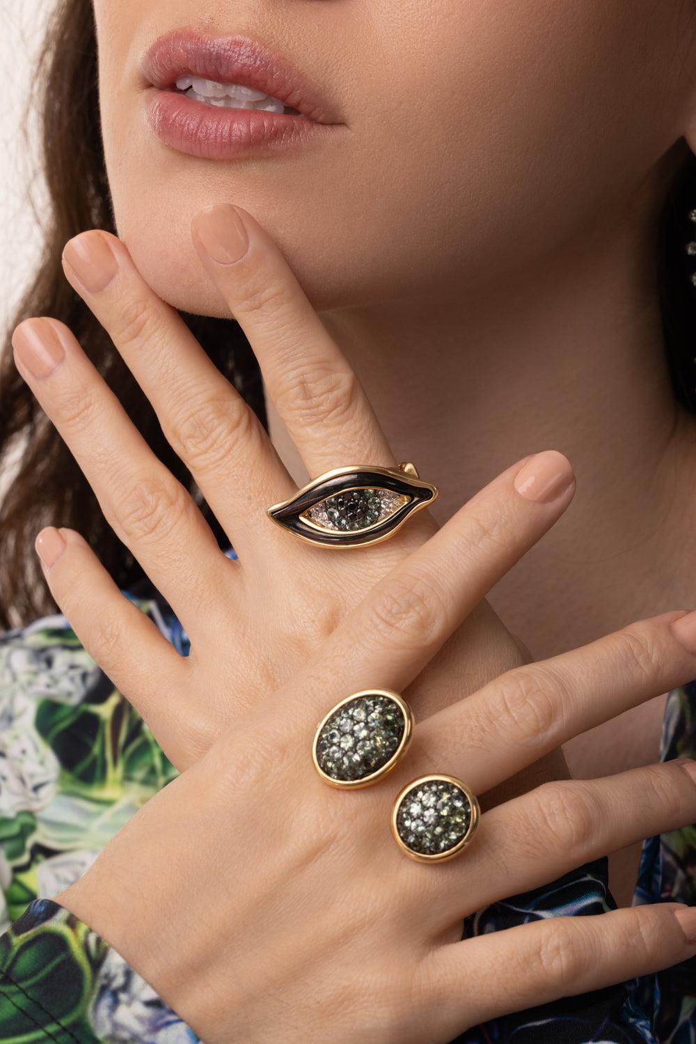 Green Sapphire 2 Tau Ring-YELLOW GOLD-8.75-JEWELRYFINE JEWELRING-VRAM