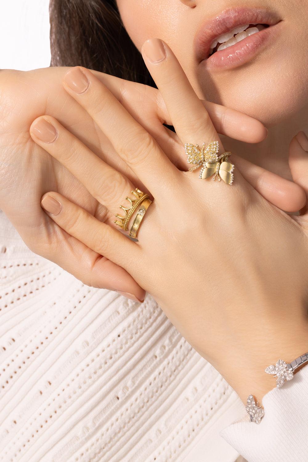 Modern Etruscan Crown Ring-YELLOW GOLD-6.75-JEWELRYFINE JEWELRING-TANYA FARAH