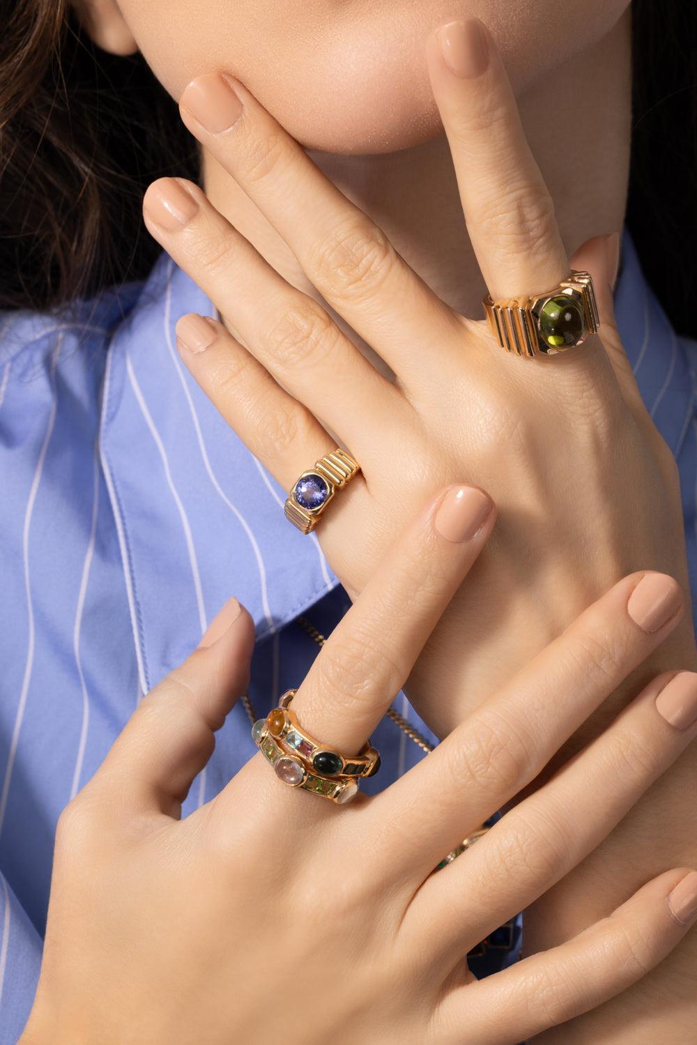 Peridot Ibiza Van Stack Ring-YELLOW GOLD-7.5-JEWELRYFINE JEWELRING-VAN