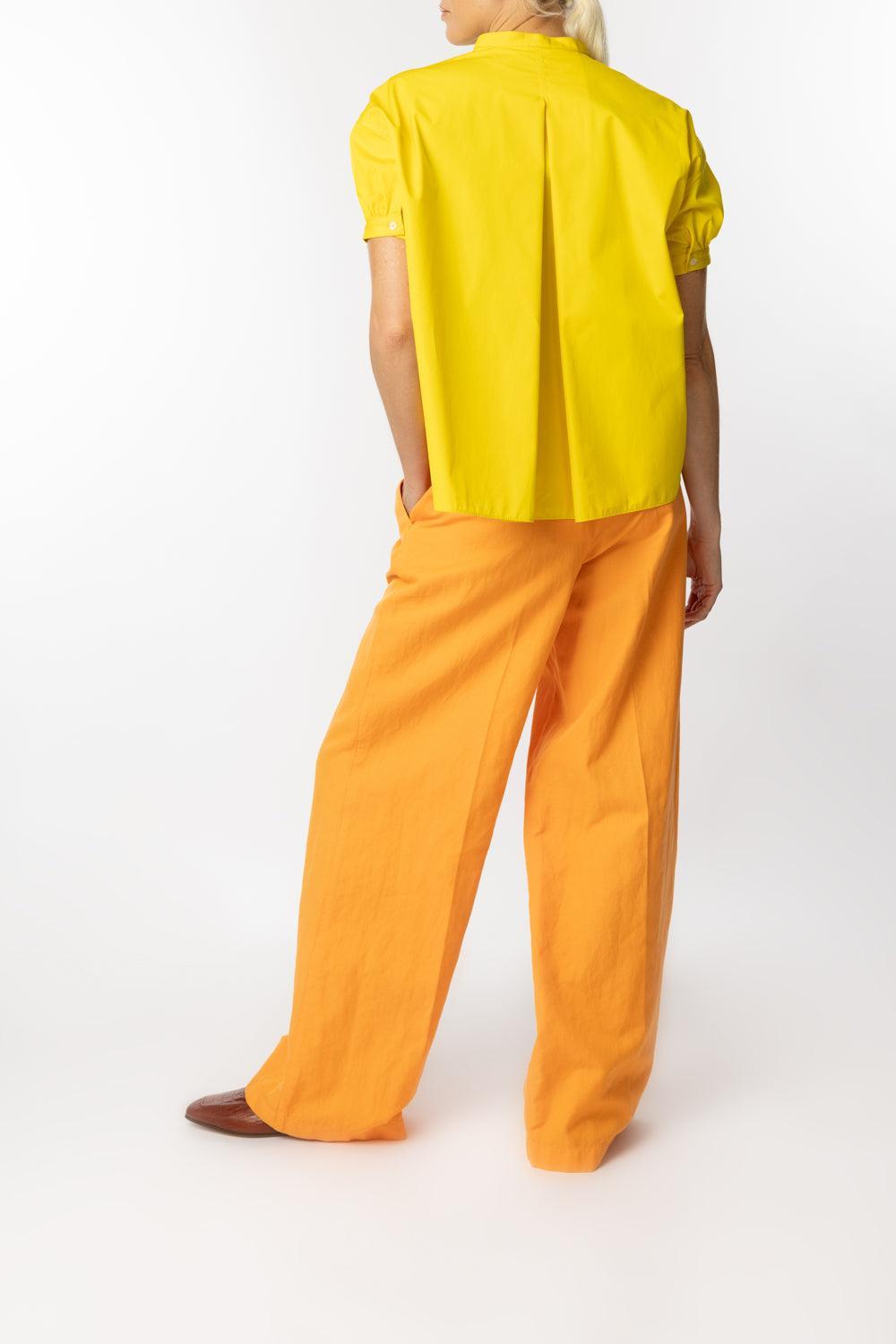 Short Sleeve Button Shirt-YELLOW-34-CLOTHINGTOPBLOUSE-ASPESI