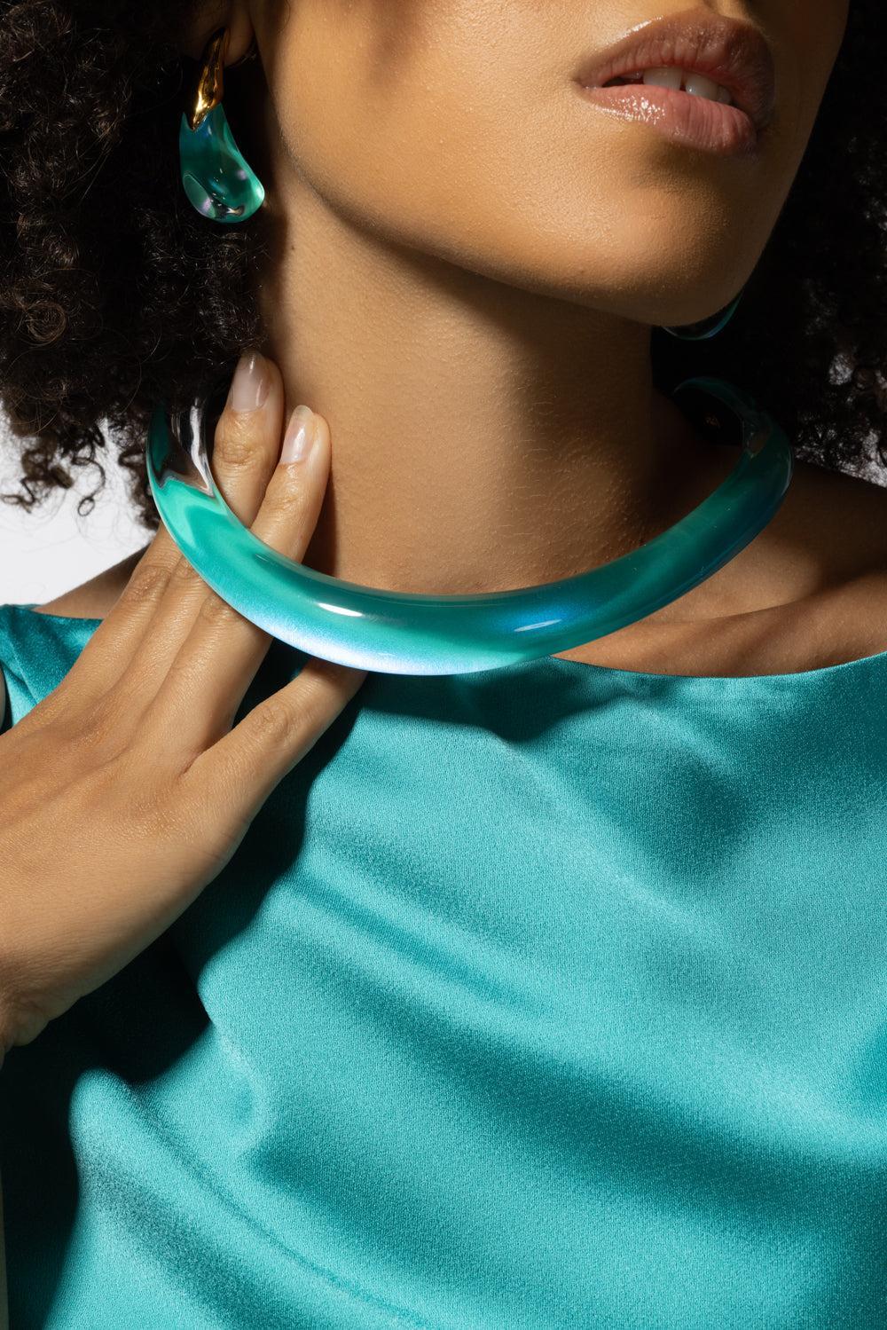 Luminous Lucite Collar Necklace-BLUE-JEWELRYBOUTIQUENECKLACE O-ALEXIS BITTAR