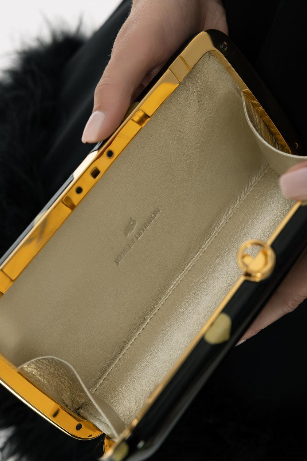 CANDY HEARTS CLUTCH-BLACK/GOLD-O/S-HANDBAGCLUTCHES-JEFFREY LEVINSON