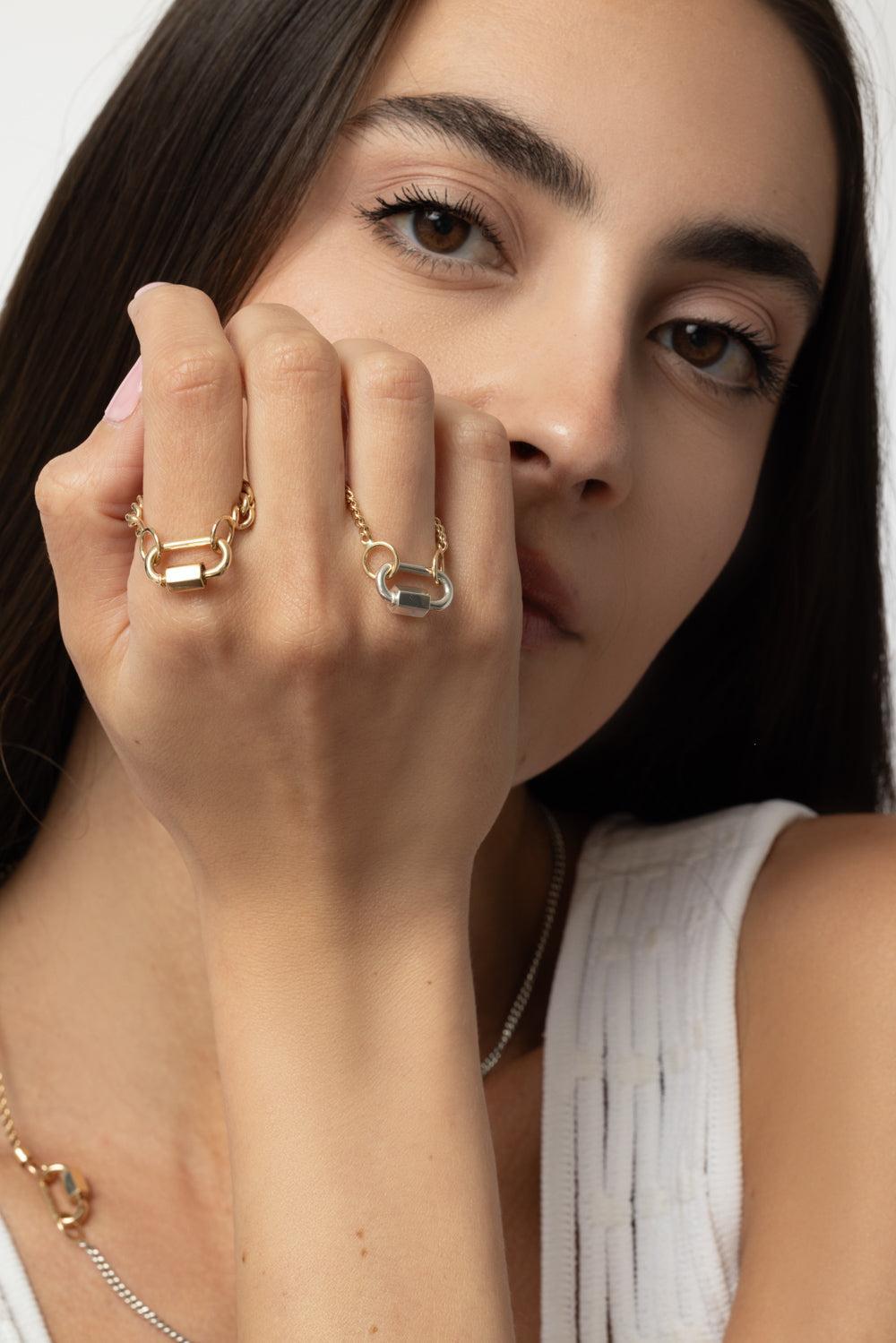 Not So Heavy Curb Chain Ring-YELLOW GOLD-9-10-JEWELRYFINE JEWELRING-MARLA AARON