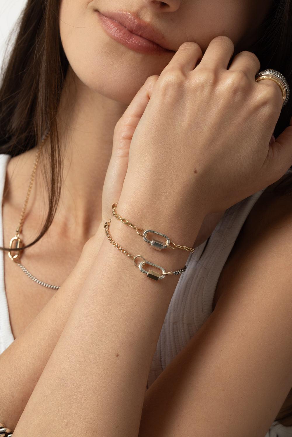 Pulley Chain Bracelet-YELLOW GOLD-5.5-JEWELRYFINE JEWELBRACELET O-MARLA AARON