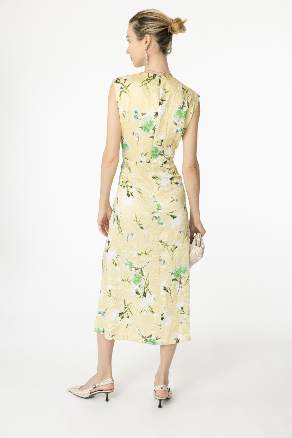 Sleeveless Pencil Dress-FLORAL LEMON ICE-2-CLOTHINGDRESSCASUAL-ERDEM