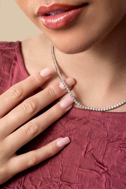 Diamond Tennis Necklace - 7ct-WHITE GOLD-16-JEWELRYFINE JEWELNECKLACE O-WITH LOVE