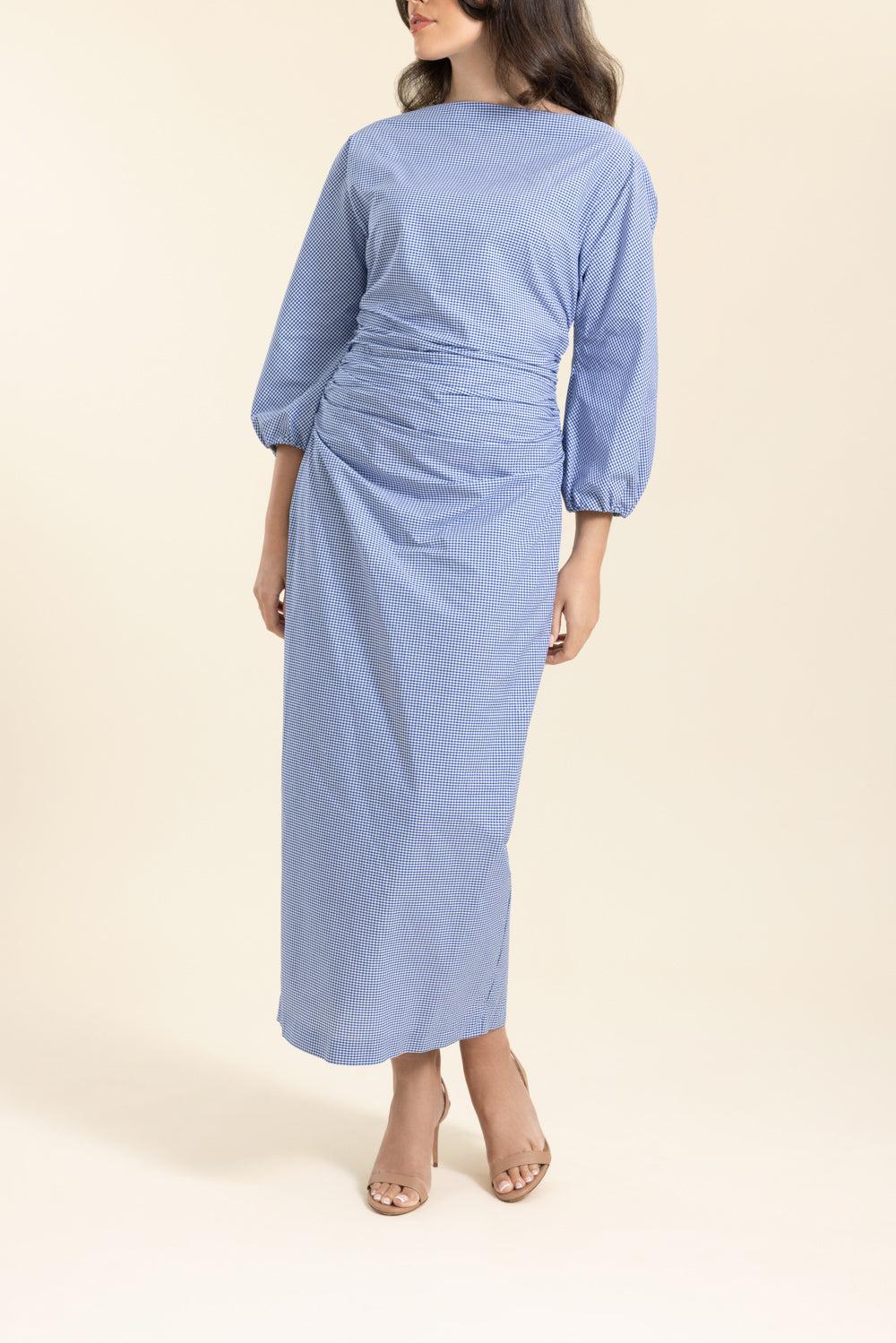 Bernadette Blue Microvichy EZRA Dress Blue Microvichy / 38