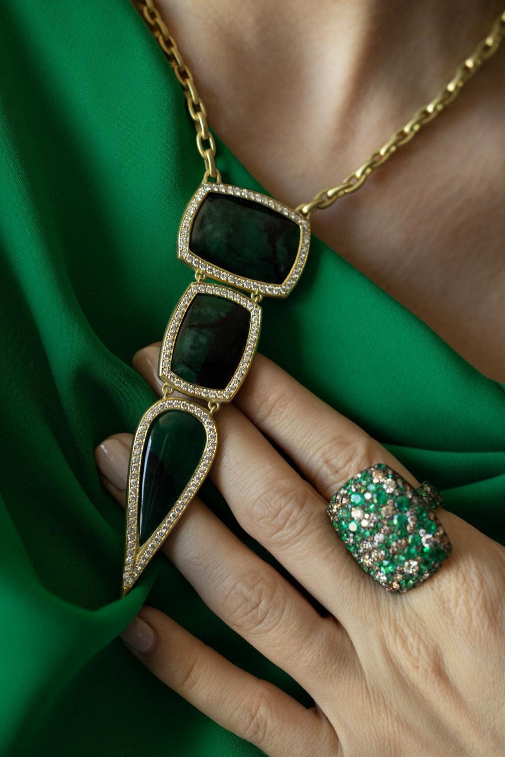 Emerald Diamond Necklace-YELLOW GOLD-JEWELRYFINE JEWELNECKLACE O-JARED LEHR
