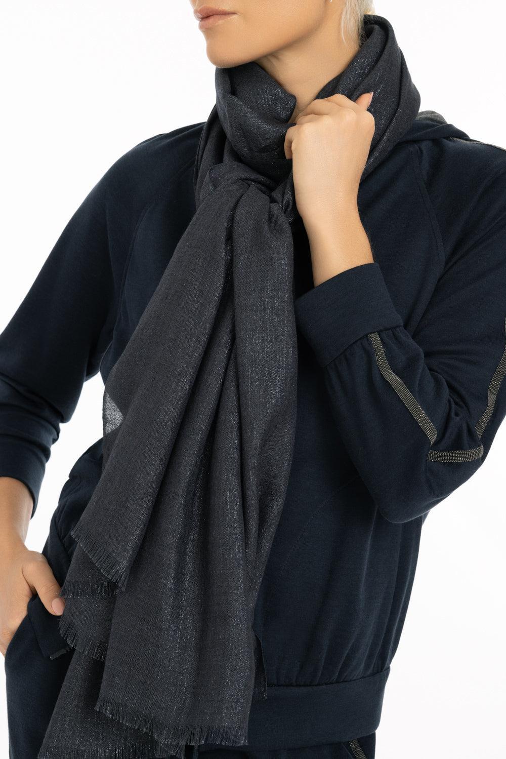 Lurex Scarf - Abisso-NAVY-O/S-ACCESSORIESCARVES-BRUNELLO CUCINELLI