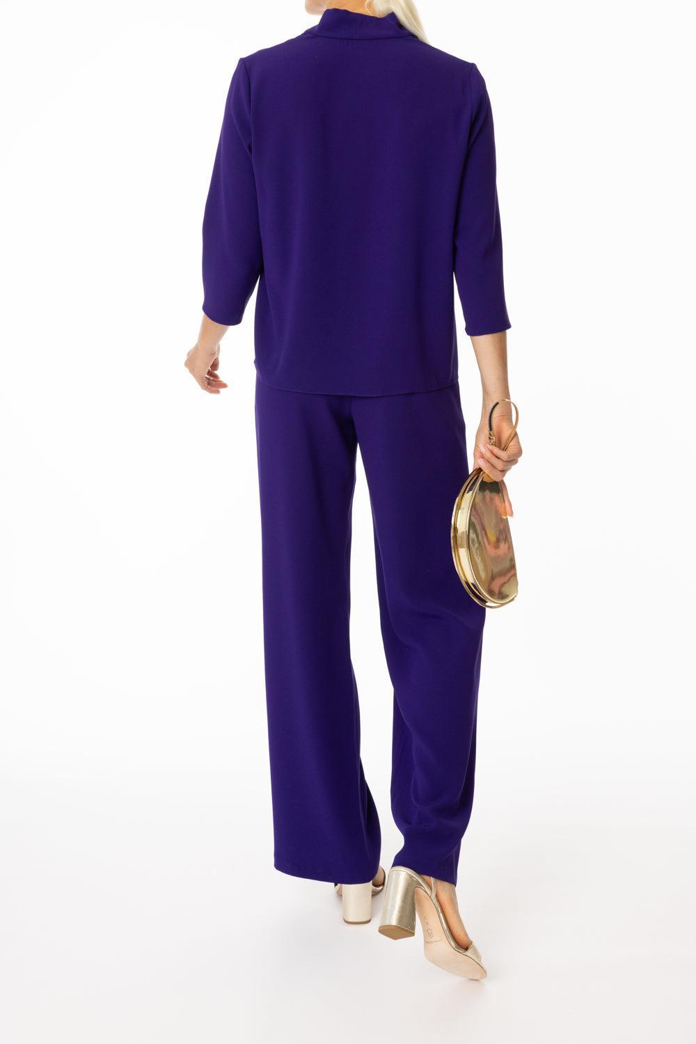Wide Leg Pocket Pant - Violet-VIOLET-P-CLOTHINGPANTWIDE LEG-PETER COHEN