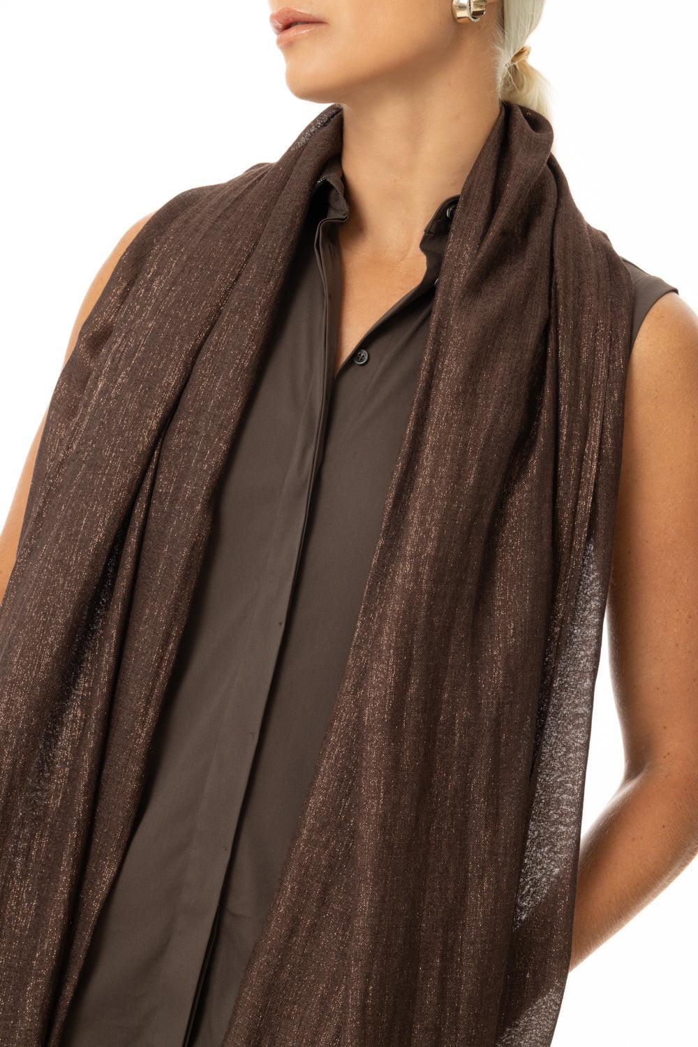 Lurex Scarf - Chocolate-CHOCOLATE-O/S-ACCESSORIESCARVES-BRUNELLO CUCINELLI