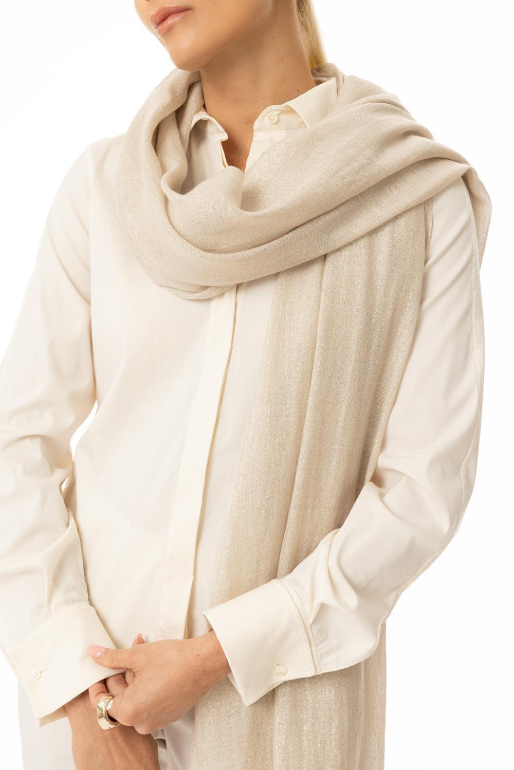 Lurex Scarf - Rustic Beige-RSTC BGE-O/S-ACCESSORIESCARVES-BRUNELLO CUCINELLI