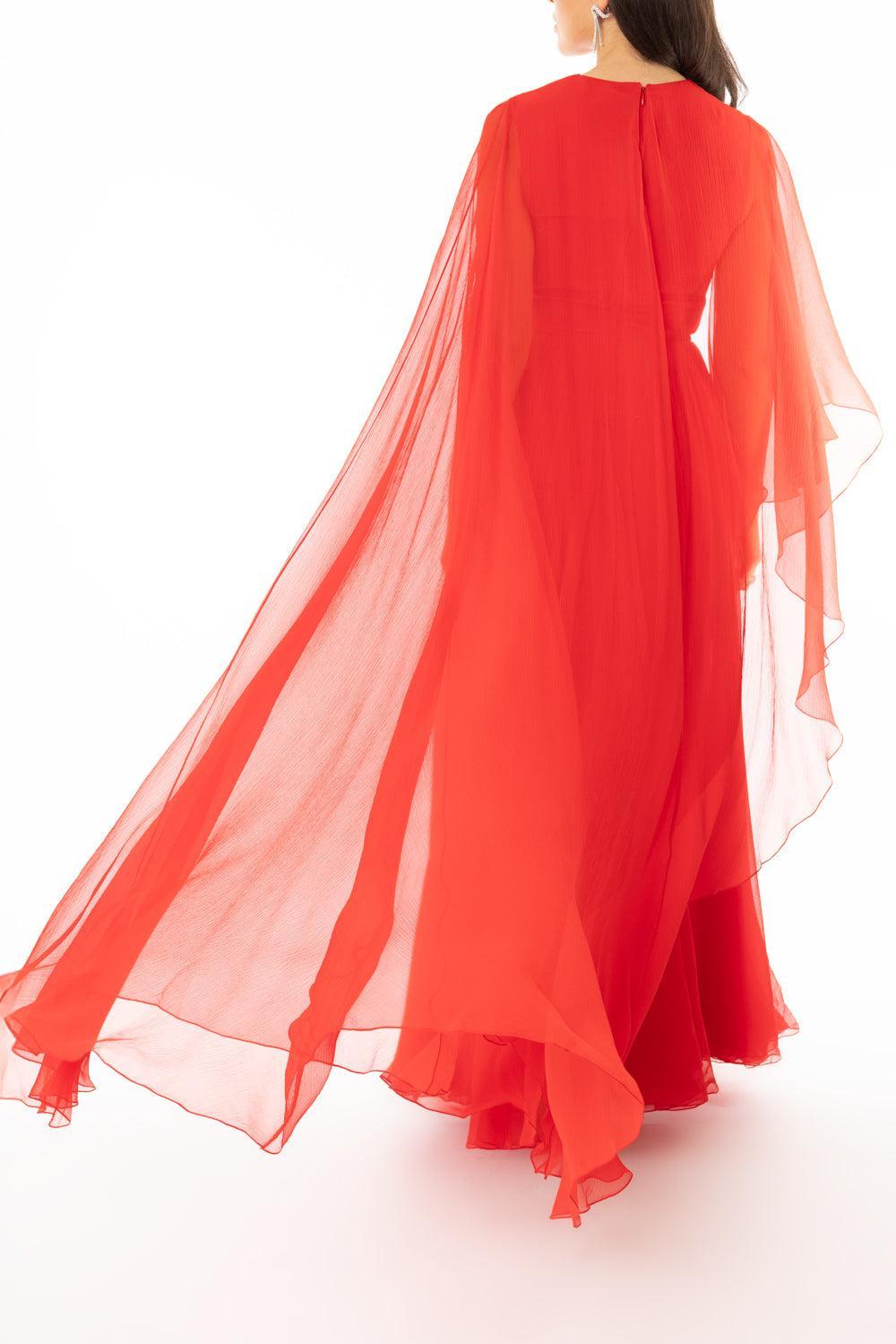 Long Drape Dress-RED-36-CLOTHINGDRESSGOWN-GIVENCHY
