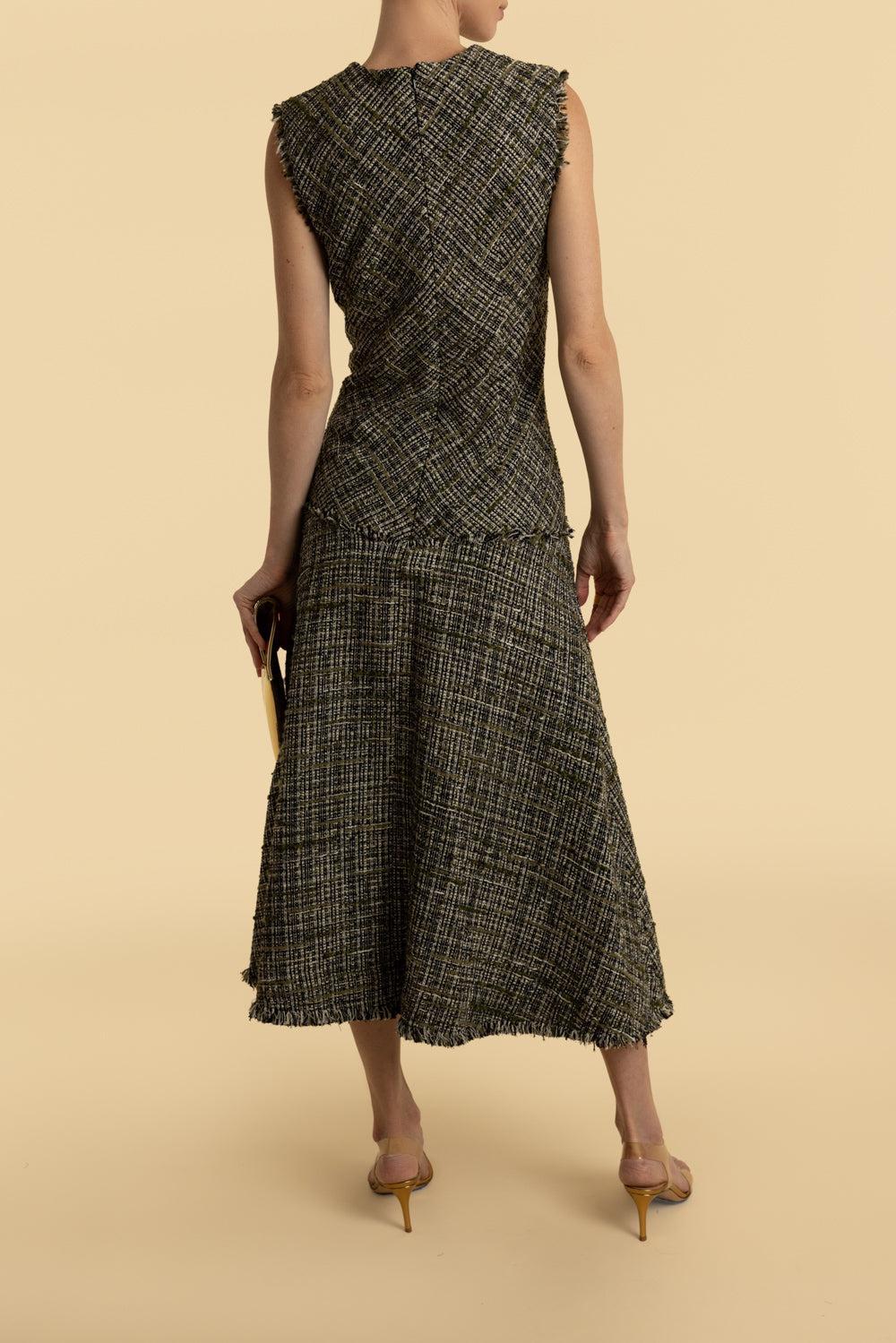 Sleeveless Midi Dress-DRKOLIV-6-CLOTHINGDRESSCASUAL-ERDEM