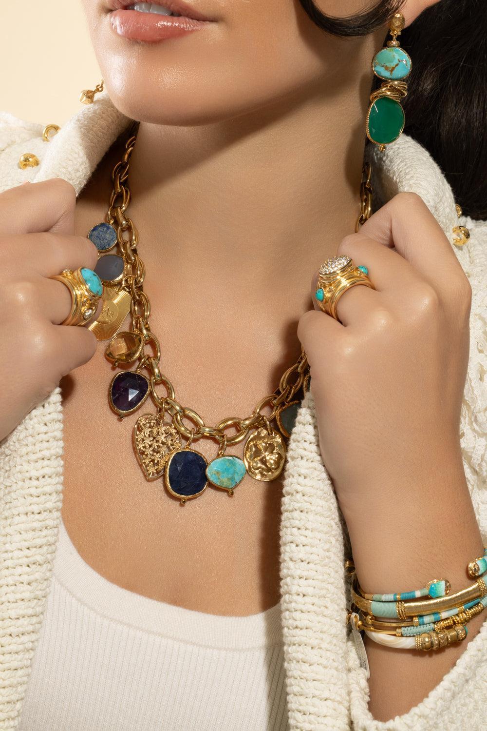 Mix Charm Maille Anita Necklace-BL/PRPL-JEWELRYBOUTIQUENECKLACE O-GAS BIJOUX