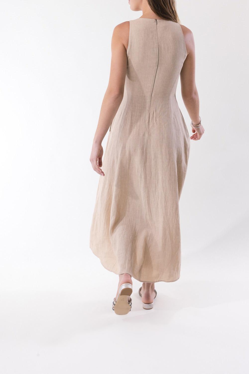 Sleeveless Midi Dress - Sand-SAND-38-CLOTHINGDRESSCASUAL-ELEVENTY