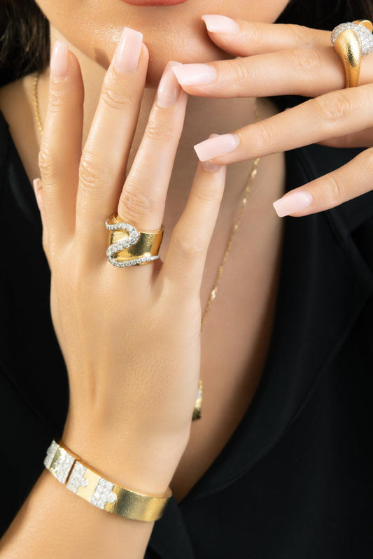 Diamond Squiggle Ring-YELLOW GOLD-6.25-JEWELRYFINE JEWELRING-DAVID WEBB