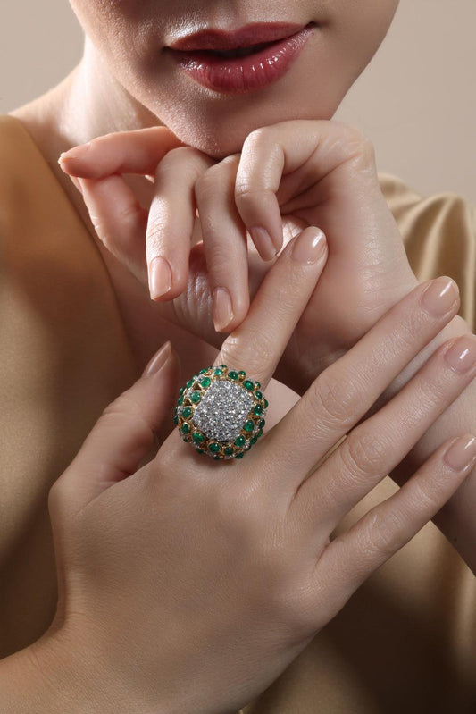 Emerald Step Cut Tiered Ring-YELLOW GOLD-6.25-JEWELRYFINE JEWELRING-DAVID WEBB