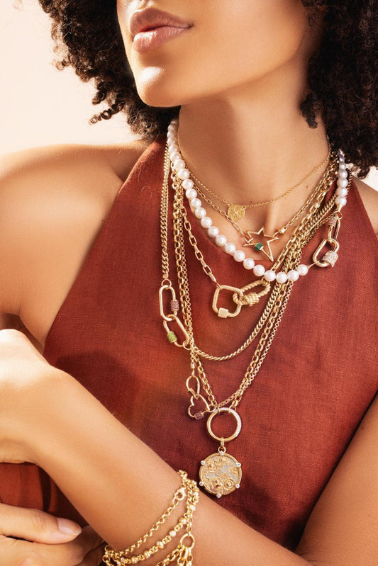 Green Tourmaline Medium Stoned Lock-YELLOW GOLD-JEWELRYFINE JEWELPENDANT-MARLA AARON