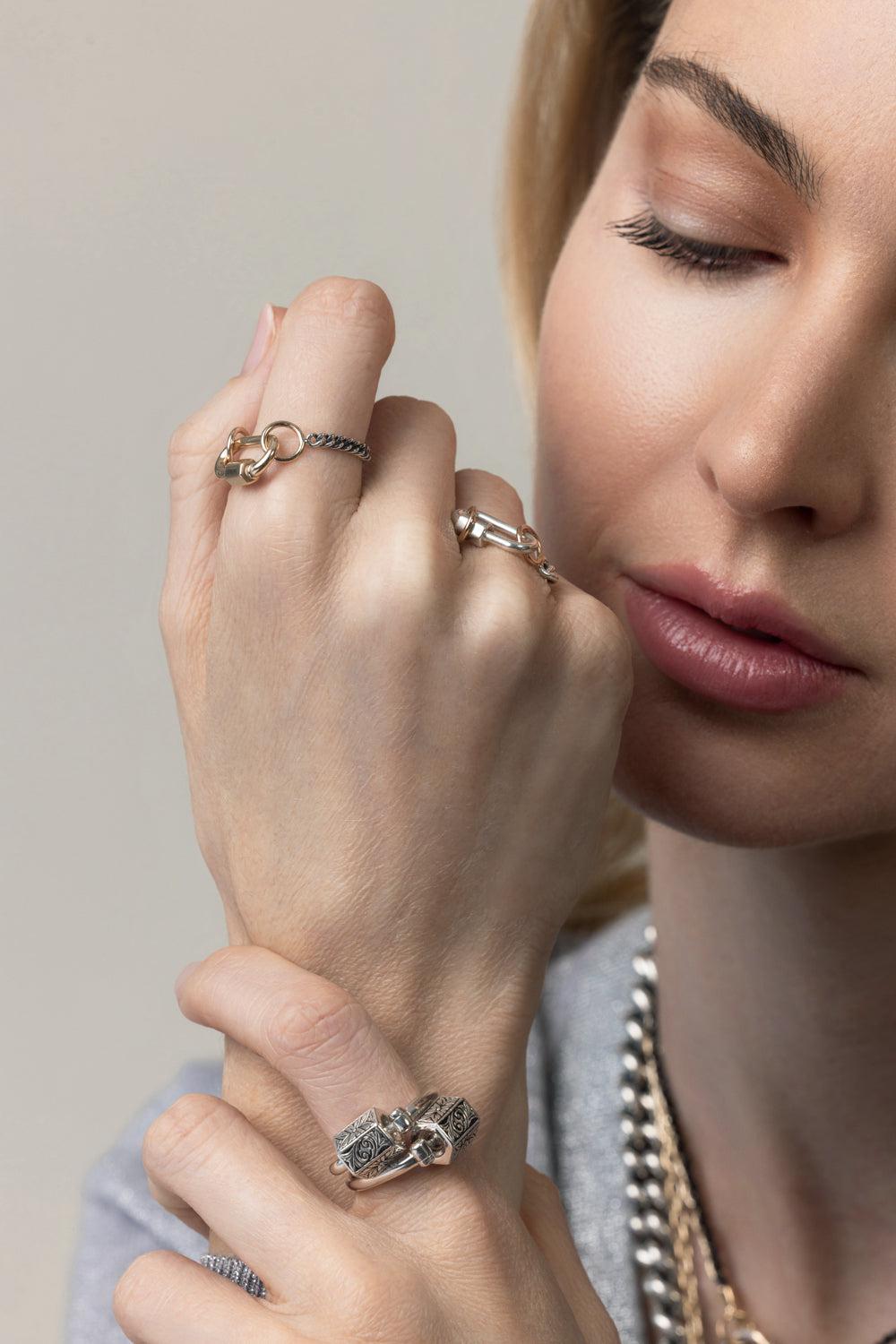 Silver Heavy Curb Chain Ring-SILVER-LARGE-JEWELRYFINE JEWELRING-MARLA AARON