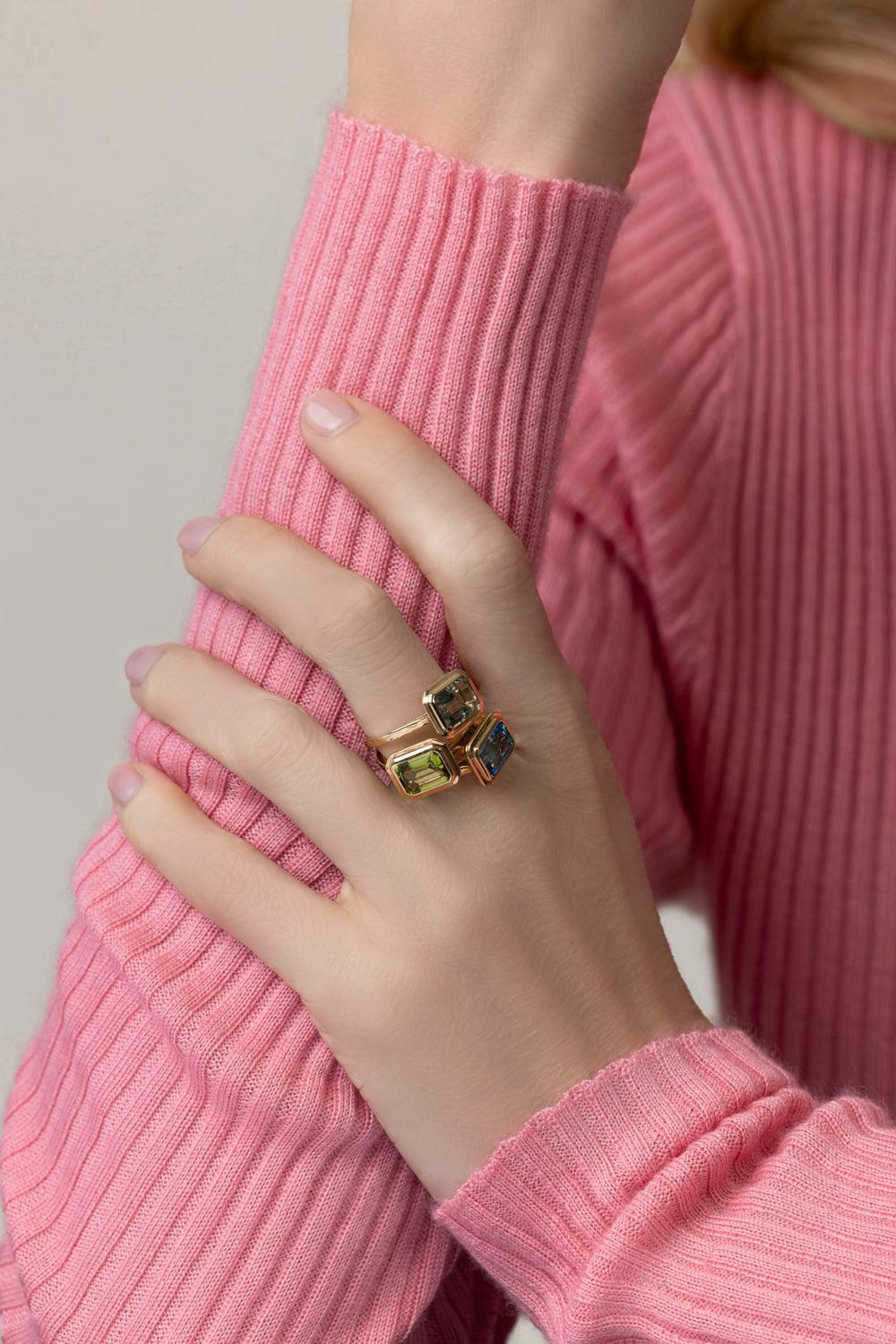 Peridot Manhattan Ring-YELLOW GOLD-6.25-JEWELRYFINE JEWELRING-GOSHWARA