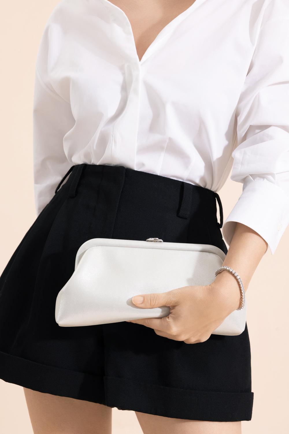 Skylar Shimmer Clutch - Silver-SLVRSLVR-HANDBAGCLUTCHES-JIMMY CHOO