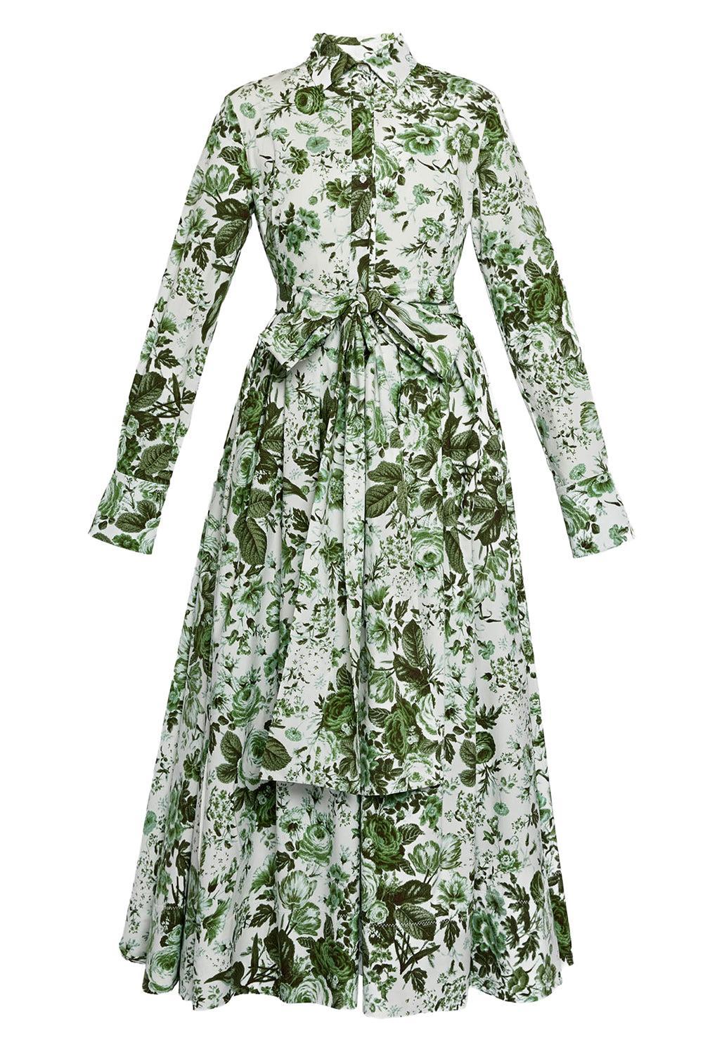 ERDEM | Floral Print Long Sleeve Shirt Dress ERDEM | Floral Print Long Sleeve Shirt Dress