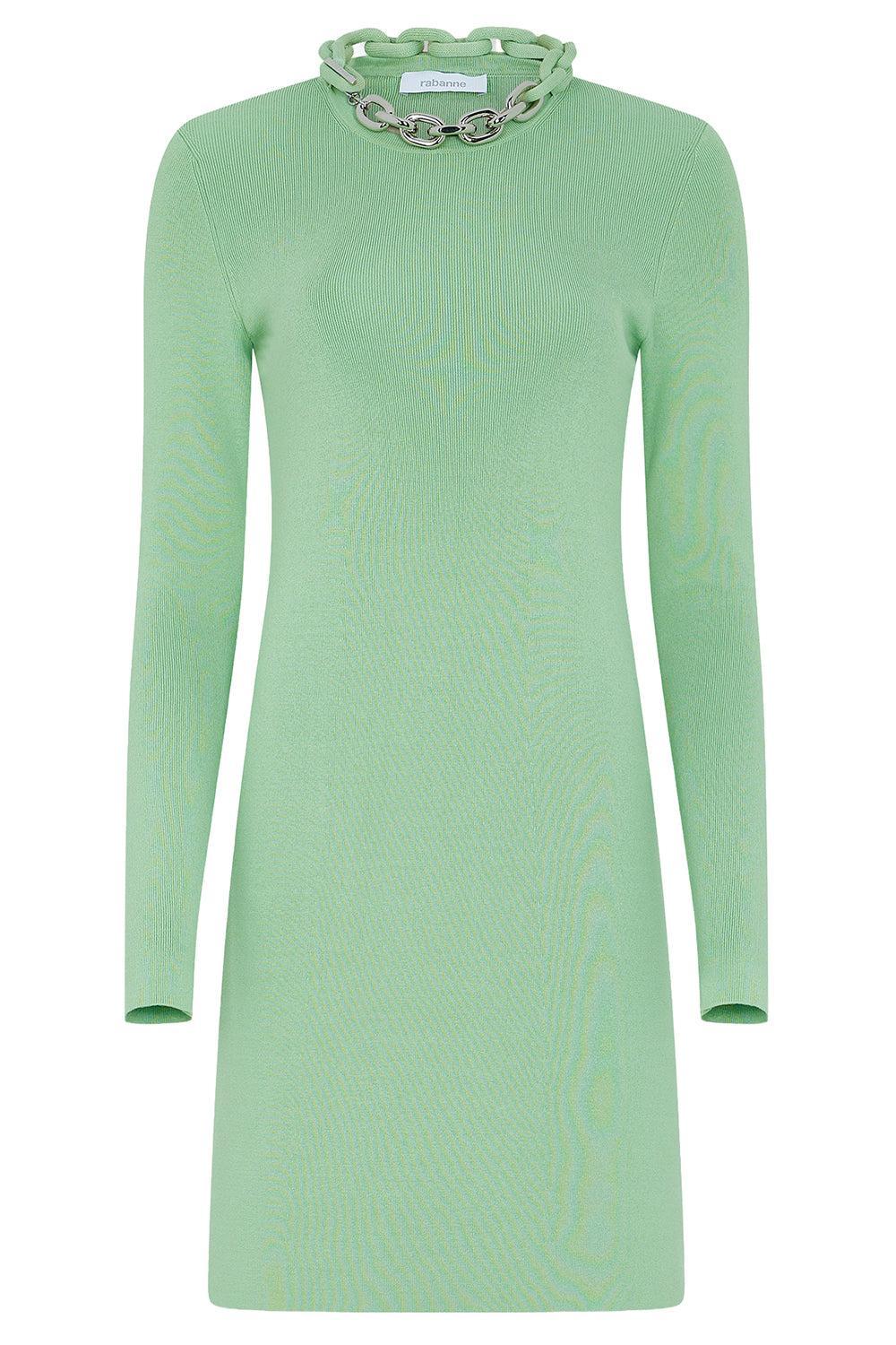 mint green knit dress Long Sleeve Short Knit tie