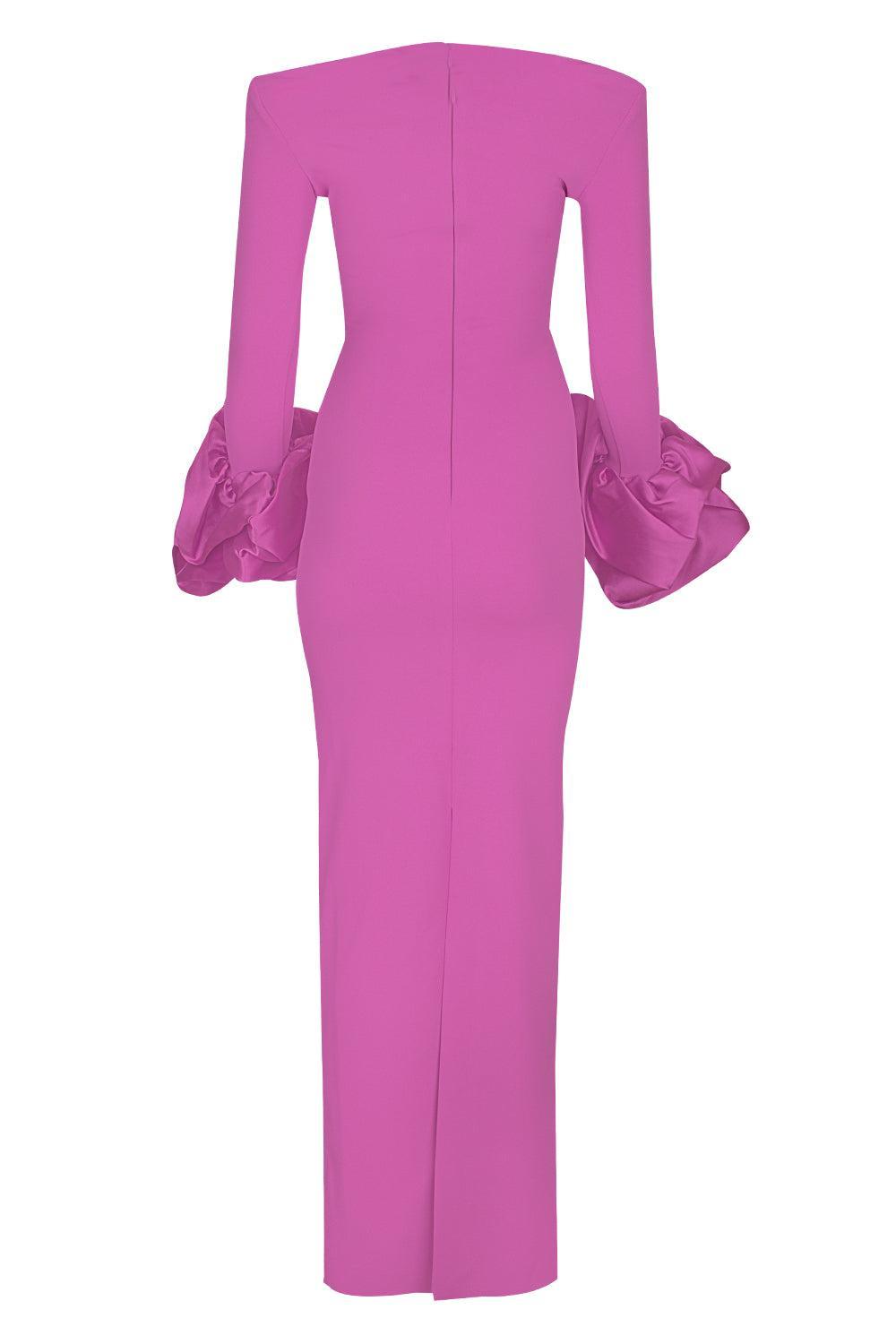 Talia Maxi Dress-BERRY PINK-2-CLOTHINGDRESSGOWN-SOLACE LONDON