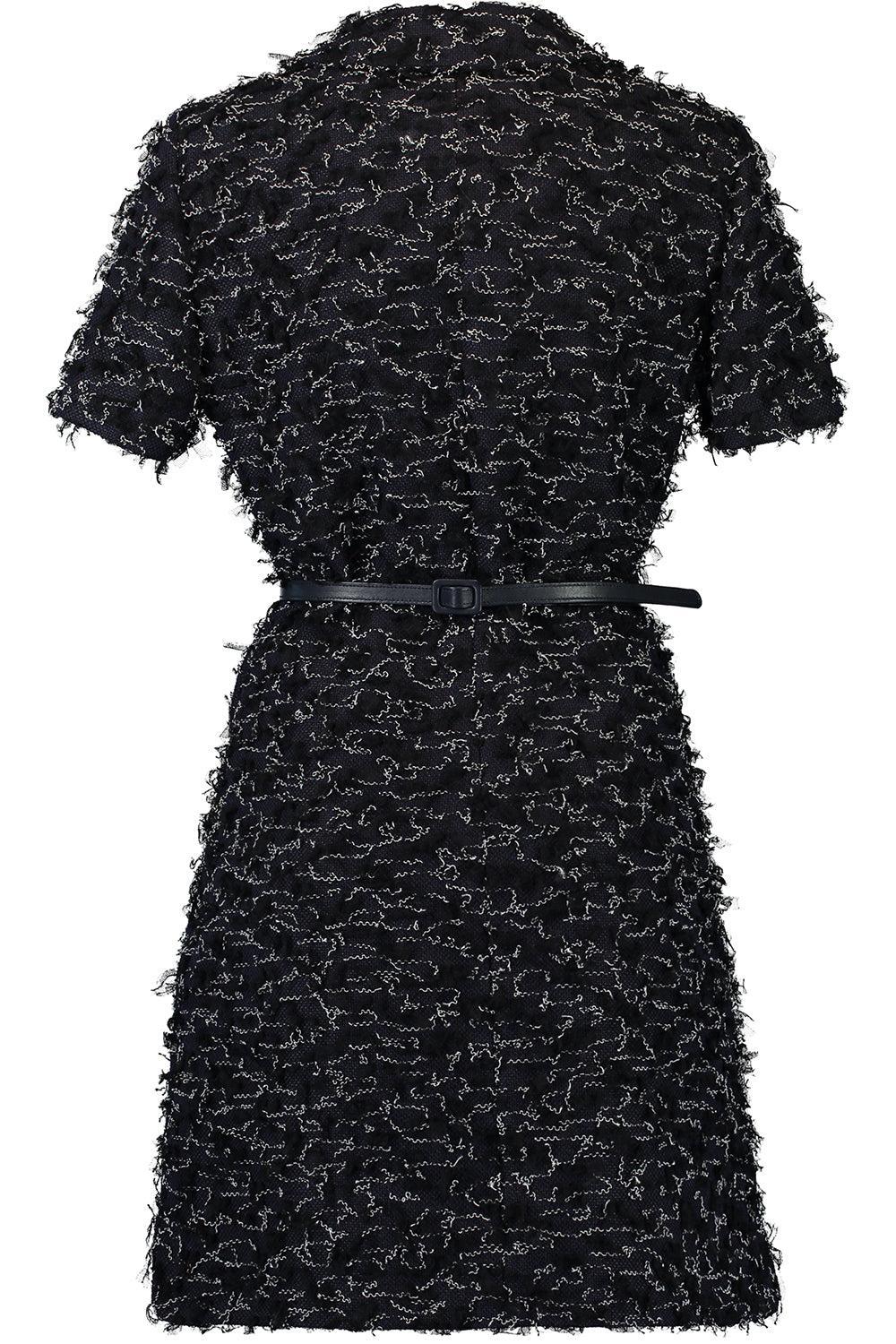 Short Sleeve Belt Dress-DK NAVY-2-CLOTHINGDRESSCASUAL-OSCAR DE LA RENTA