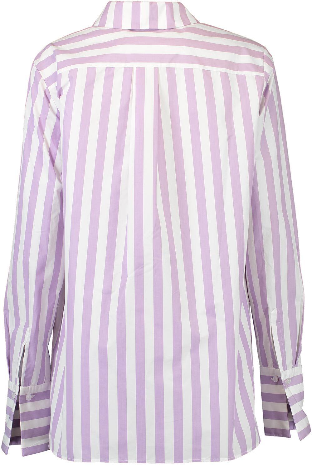 Striped Floral Cut Out Blouse-THSTLWHT-2-CLOTHINGTOPBLOUSE-OSCAR DE LA RENTA