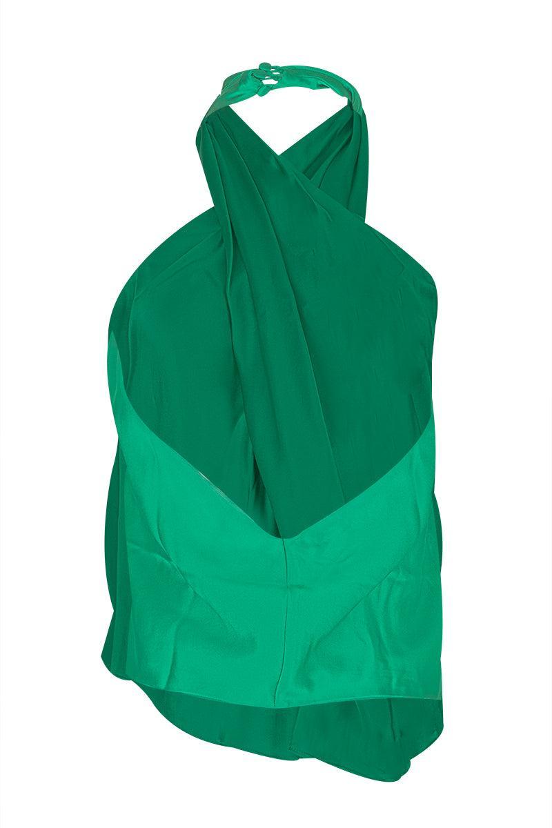 Cross Wrap Halter Top-VERDANT-2-CLOTHINGTOPBLOUSE-THE SEI