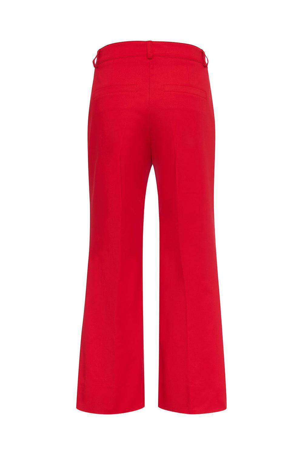 Tab Front Flare Pant-RED-34-CLOTHINGPANTWIDE LEG-MAISON COMMON