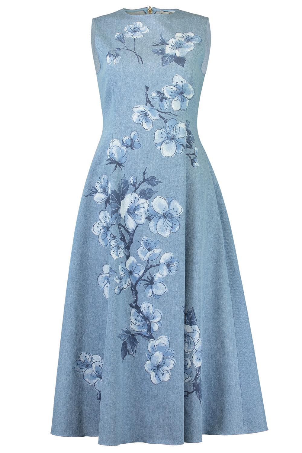 Sleeveless Cherry Blossom Printed Dress