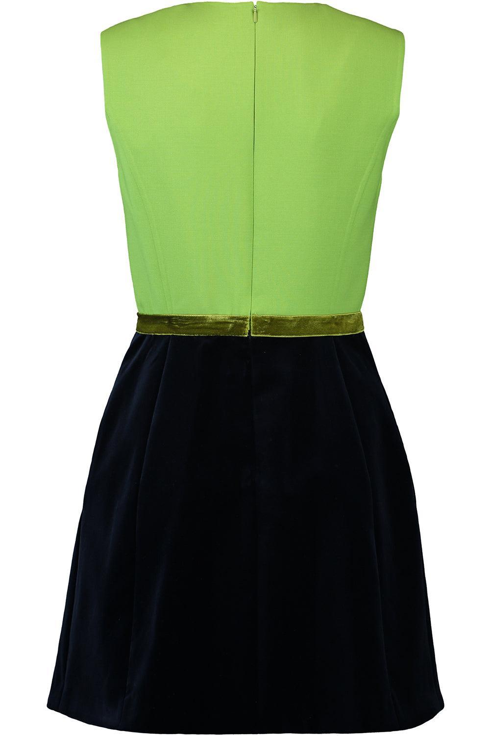 Sleeveless Bow Skirt Dress-FRN/NVY-2-CLOTHINGDRESSCOCKTAIL-OSCAR DE LA RENTA