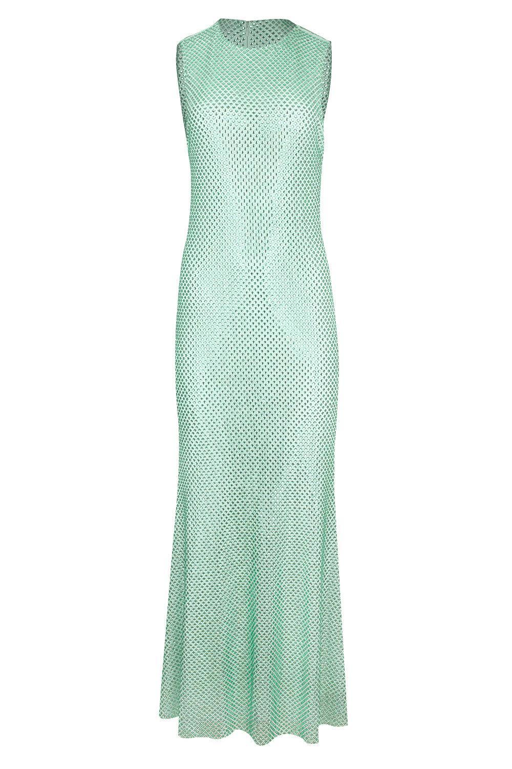 green rhinestone mesh midi dress Self-Portrait Rhinestone Mesh Midi Dress In Green - 70% Off