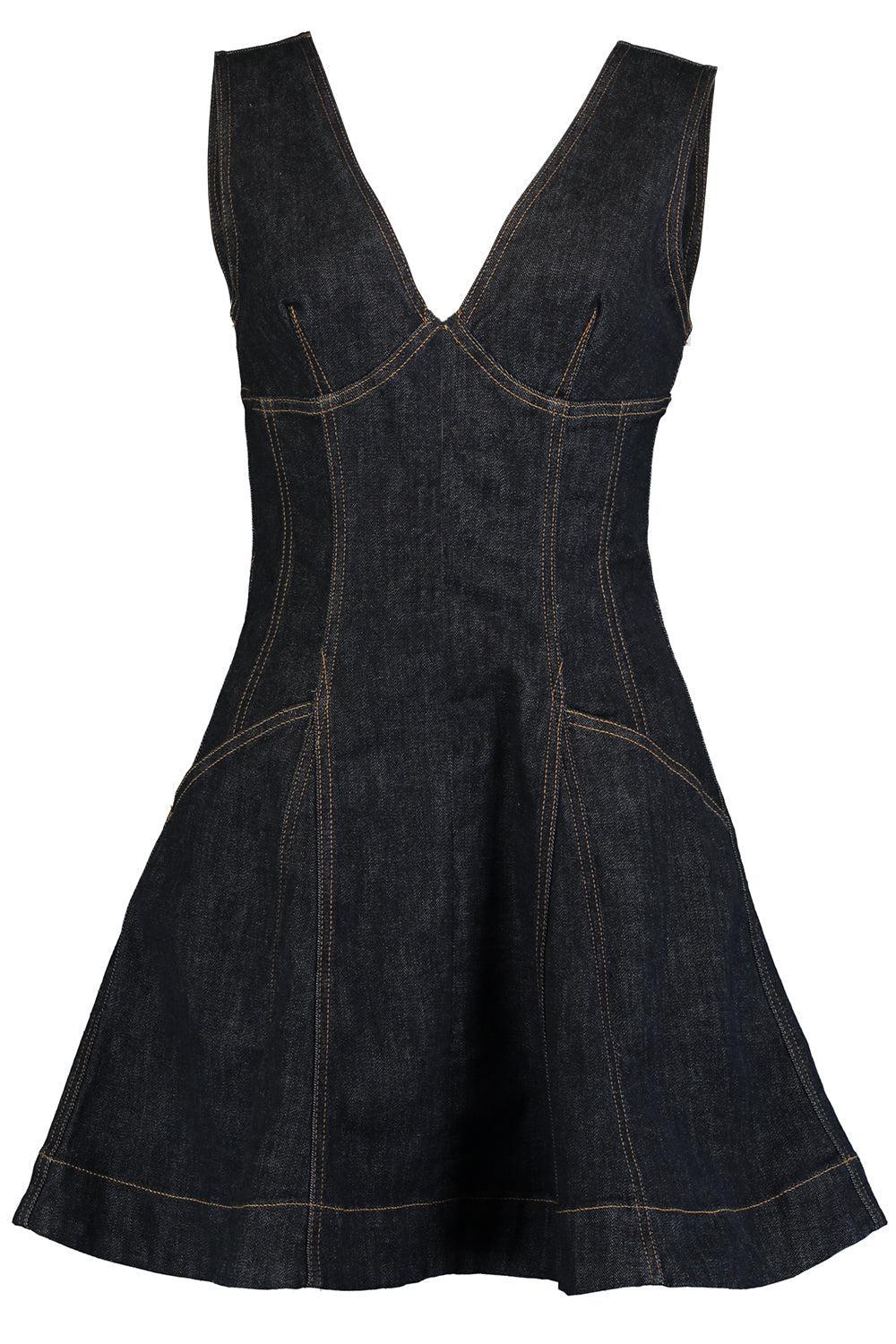 Zip Front Mini Dress-BLUE-2-CLOTHINGDRESSCASUAL-self-portrait