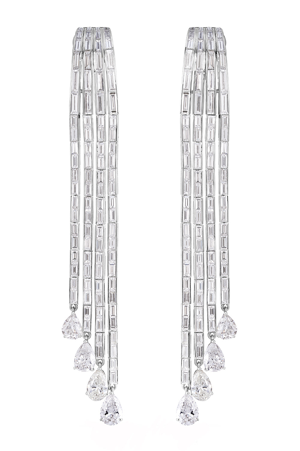 Diamond Line Drop Earrings