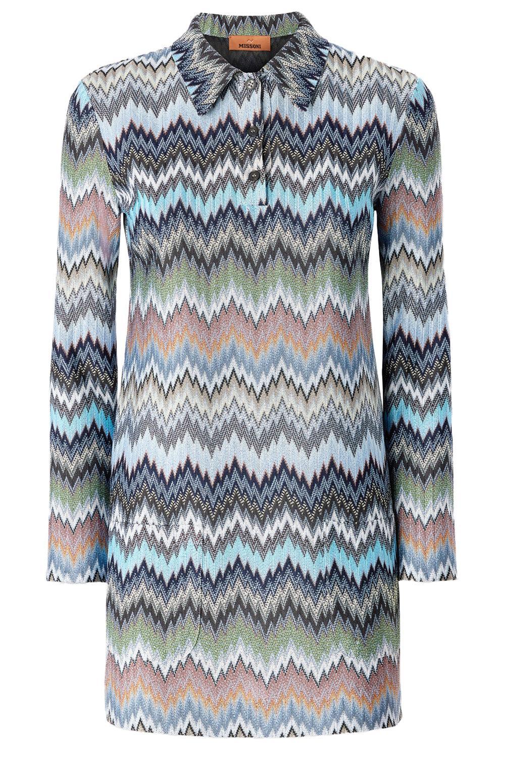 Missoni Zigzag Collar Mini Dress - Blue