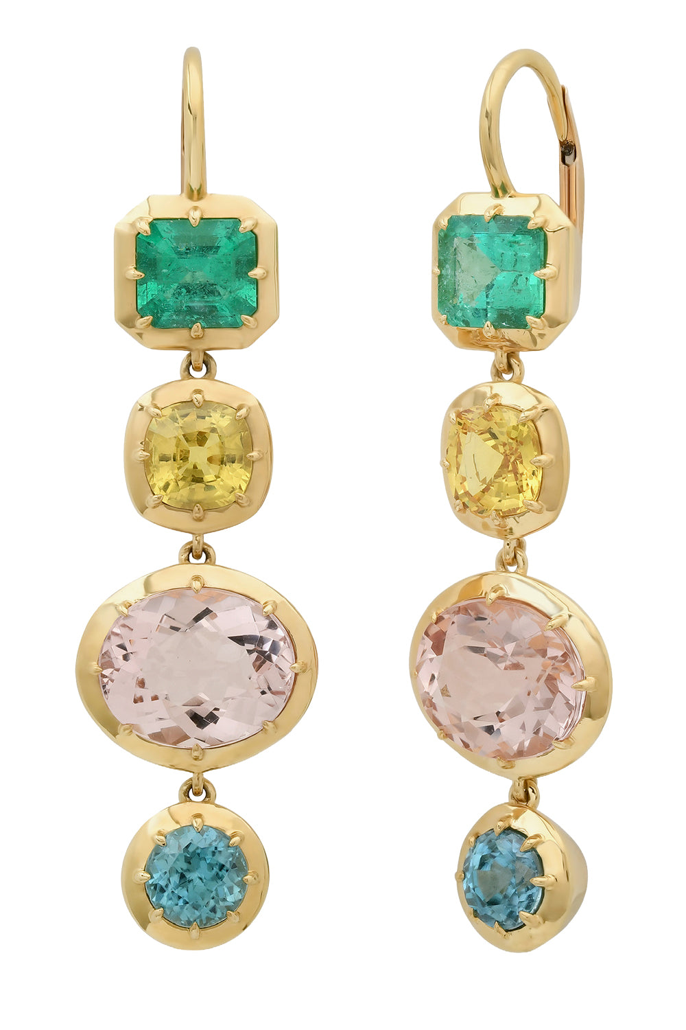 Morganite Emerald Gota Earrings