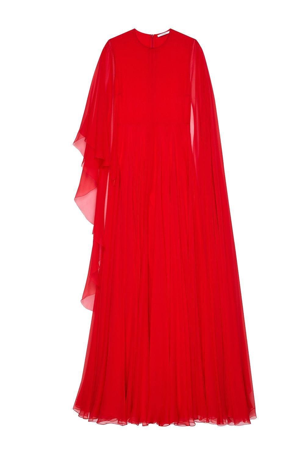 Givenchy - Evening Dress in Silk Crepon With Cape - Red - Silk - Women