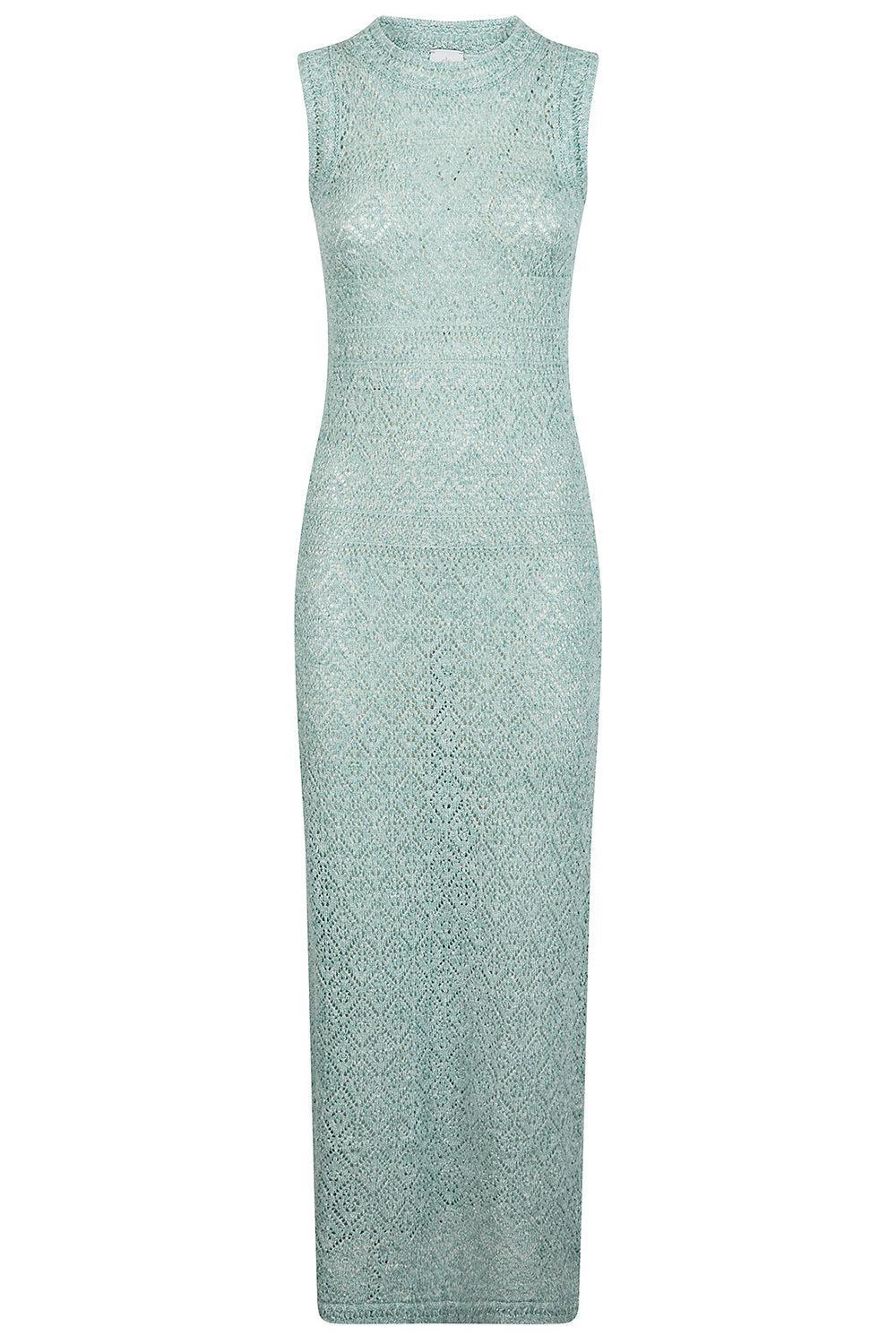 ELEVENTY: Sleeveless Knit Midi Dress - Green ELEVENTY: Sleeveless Knit Midi Dress - Green
