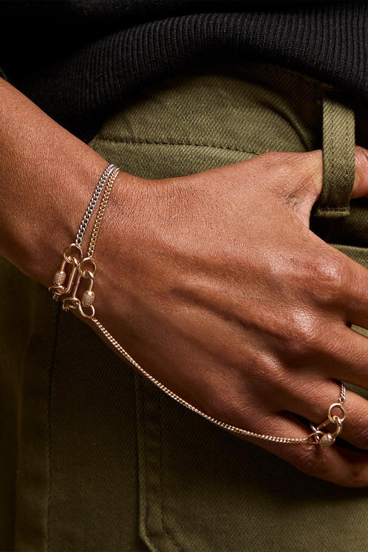 Not So Heavy Curb Chain Bracelet - Silver Yellow Gold - 6in-SILVER-6-JEWELRYFINE JEWELBRACELET O-MARLA AARON