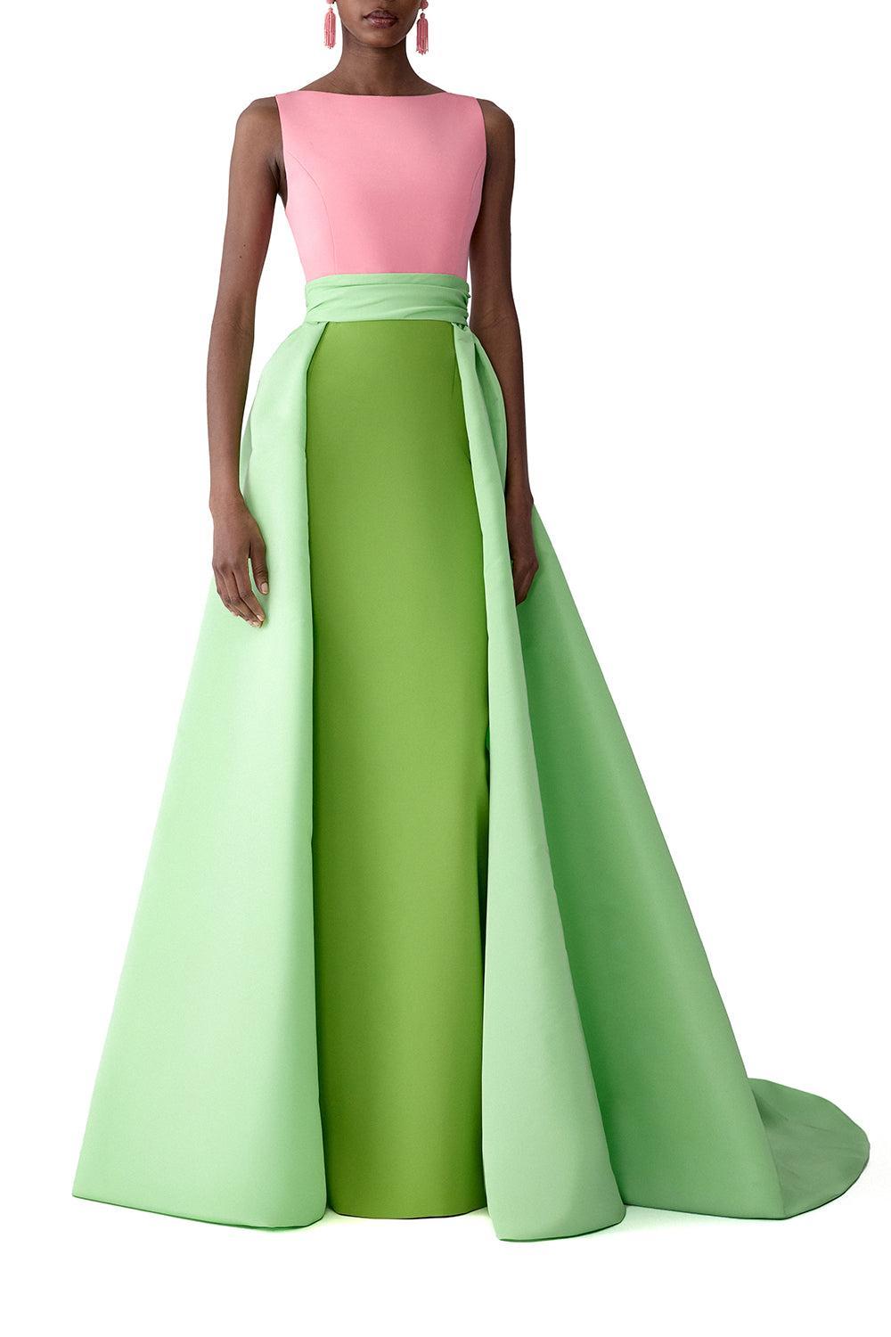 green carolina herrera dress Boat Neck Column Gown Is a backless dress Size:14y dresser drawers