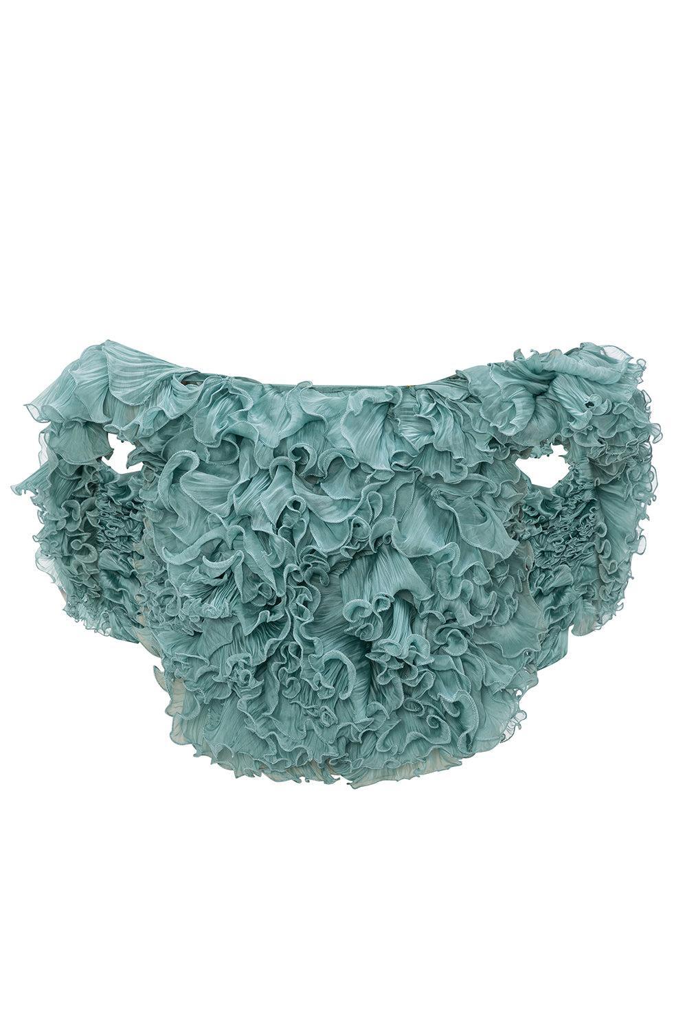 Sleeveless Ruffle Cape-GREEN-O/S-CLOTHINGDRESSGOWN-MARMAR HALIM