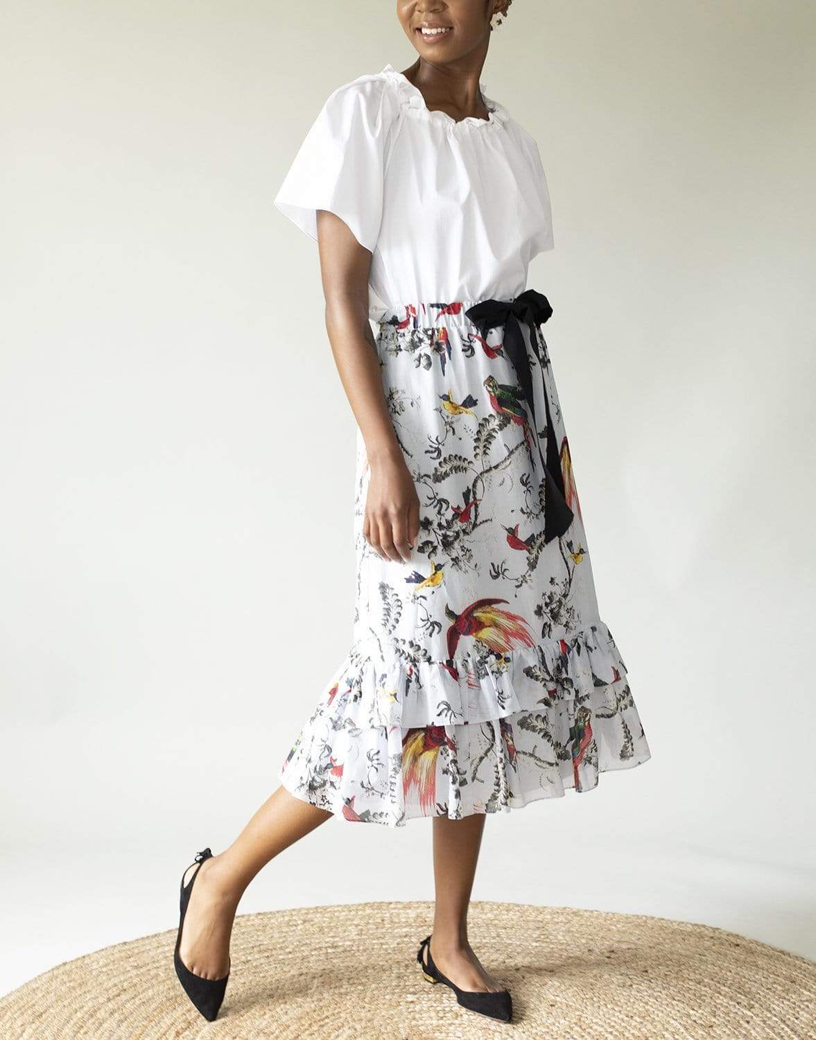 ADAM LIPPES-Shirred Neck Cotton Top-