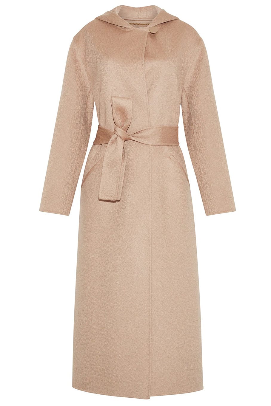 ADAM LIPPES-Hooded Coat With Belt-CAMEL