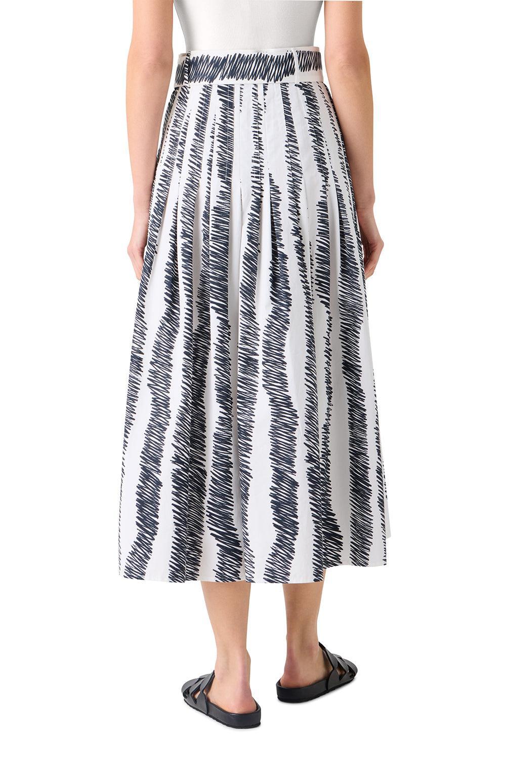 Scribble Pleated Midi Skirt-STRIPE-2-CLOTHINGSKIRTMIDI-AKRIS PUNTO